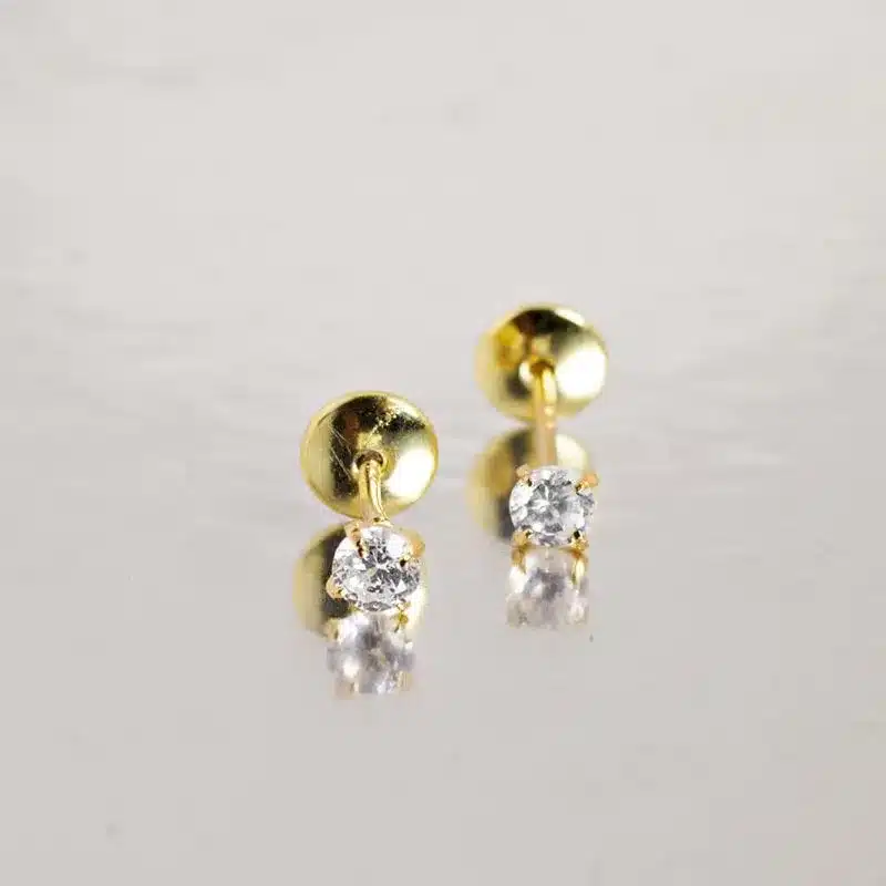 presentes de natal 2025 Brinco em Ouro 10K com Pedra de Zirconia BR21147 1