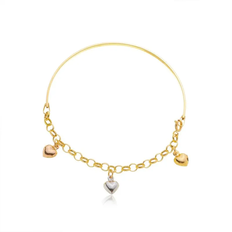 Joias de Energia Positiva: significados + como escolher a sua 1 joias de energia positiva Bracelete de Ouro 18K Malha Elo Portugues com Coracoes Tricolor PS23335 1