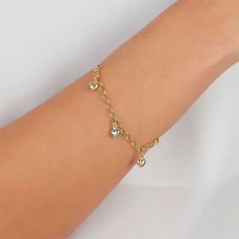 Joias de Energia Positiva: significados + como escolher a sua 2 joias de energia positiva Bracelete de Ouro 18K Malha Elo Portugues com Coracoes Tricolor PS23335 2