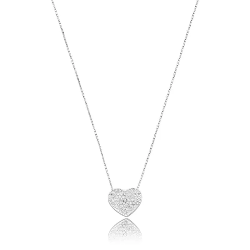 Joias de Energia Positiva: significados + como escolher a sua 9 joias de energia positiva Gargantilha de Prata Coracao Medio com Zirconias GG23969 1