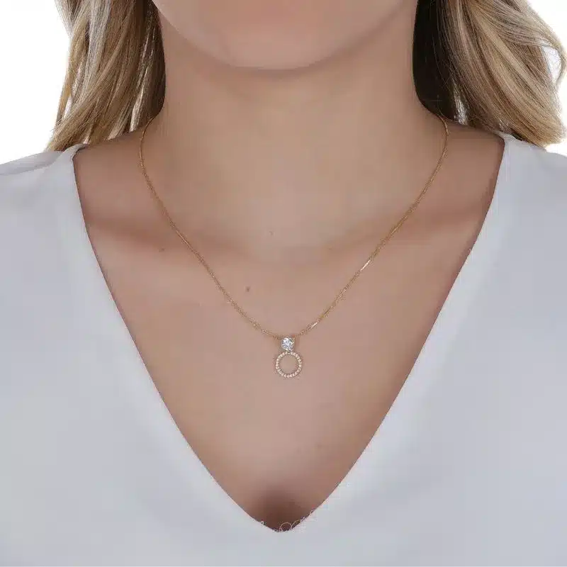 Joias de Energia Positiva: significados + como escolher a sua 8 joias de energia positiva Gargantilha de Prata com Banho Malha Veneziana 45cm Circulo Vazado com Zirconia Branca e Cristal GG22956 2