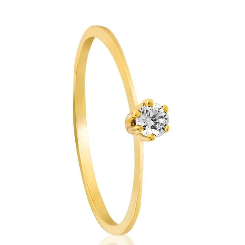 Joias Minimalistas 2026: elegância atemporal que define o estilo do dia a dia 5 joias minimalistas 2026 Anel de Noivado Solitario em Ouro 10K com 6 Garras e Zirconia AN21507