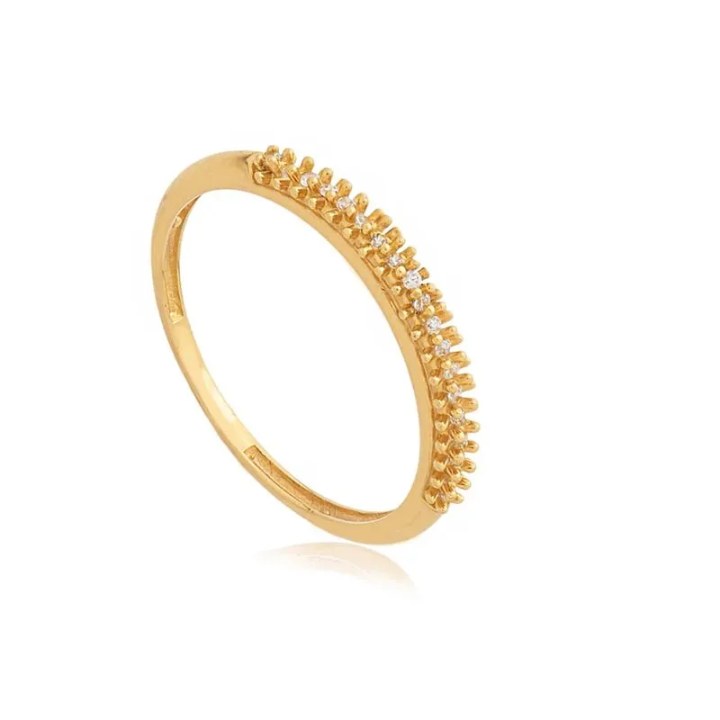 Joias Minimalistas 2026: elegância atemporal que define o estilo do dia a dia 13 joias minimalistas 2026 Anel de Ouro 18K Aparador com Zirconias AN20368 1