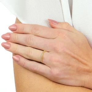 joias minimalistas 2026 Anel de Ouro 18K Aparador com Zirconias AN20368 2