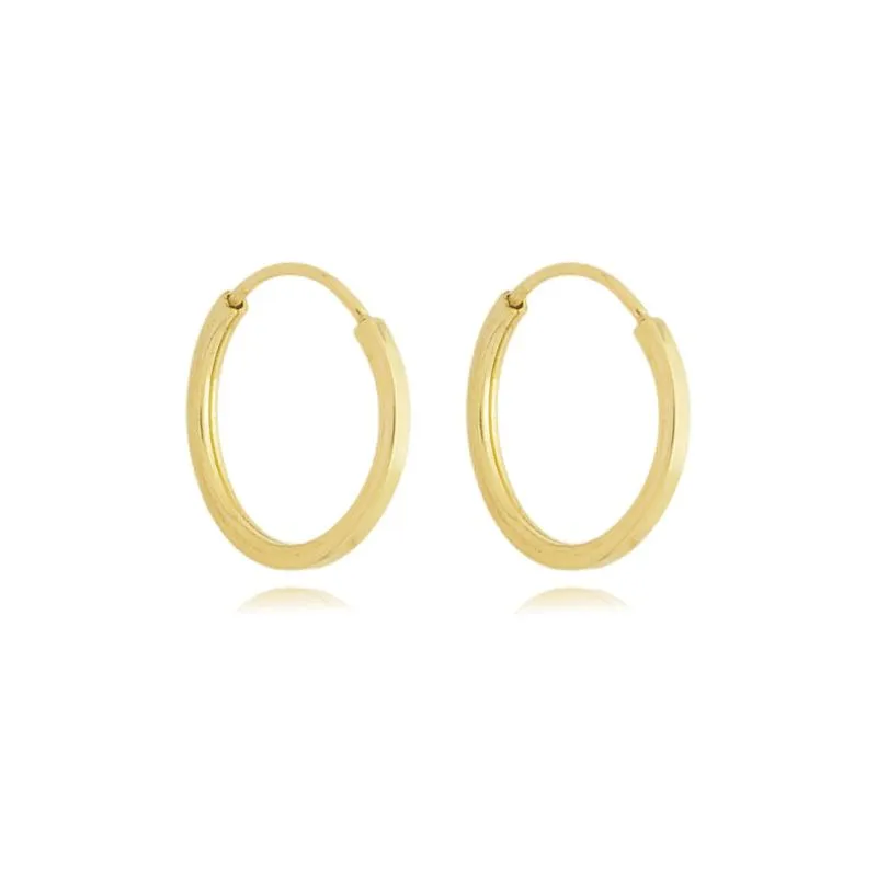 Joias Minimalistas 2026: elegância atemporal que define o estilo do dia a dia 11 joias minimalistas 2026 Brinco de Ouro 10K Argola Redonda Fio Quadrado Liso BR19925