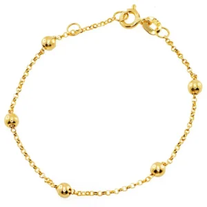 joias minimalistas 2026 Pulseira em Ouro Amarelo 18k de Bolinhas 13cm PS15618