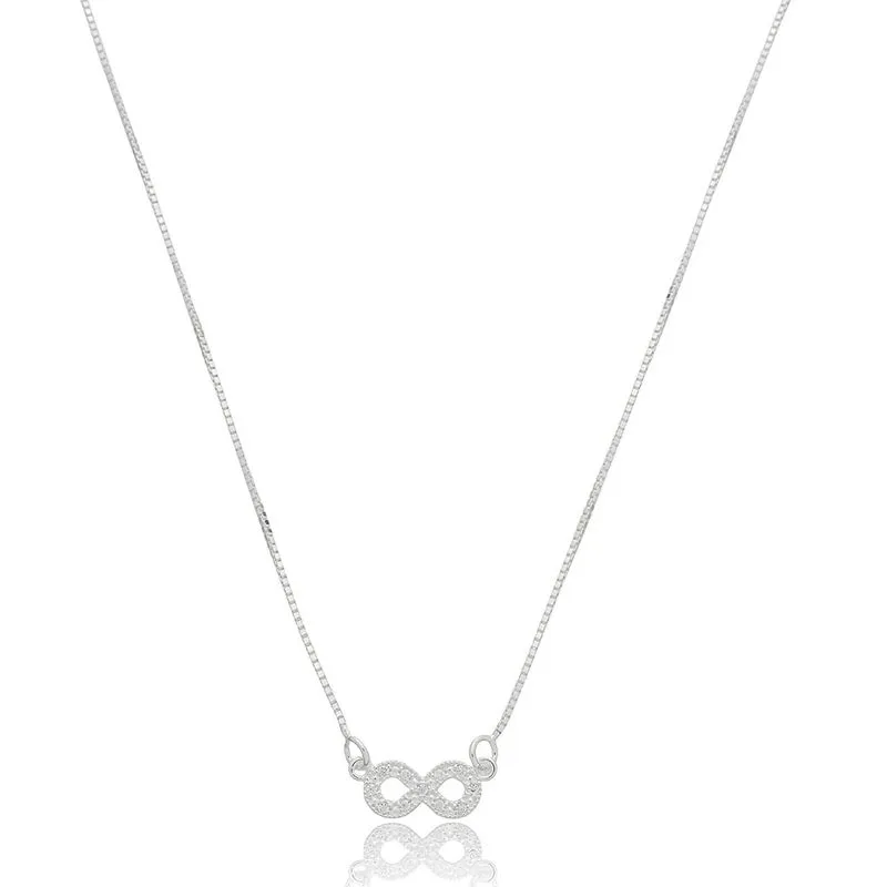 Posso usar joias de prata todos os dias? A verdade que ninguém te conta 2 usar joias de prata todos os dias Gargantilha de Prata Malha Veneziana 45cm Infinito Vazado e Zirconias Brancas GG24379