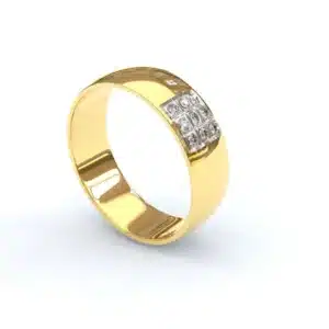 Alianca de Ouro 18K Abaulada com Rodio Brilhantes AS0813