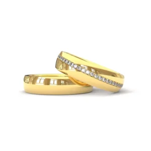Alianca de Ouro 18K Lisa Cravejada com Brilhantes AS2229