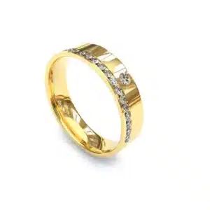 Alianca de Ouro 18K Reta com Diamantes AS0898