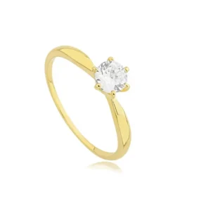 Anel Solitario de Ouro 10K com Zirconia AN21255