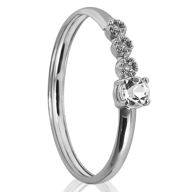 Como combinar relógio feminino com joias: pulseiras, anéis, braceletes e alianças no mesmo look 9 Anel em Ouro Branco 18K Aro Oco com Diamantes AN21934