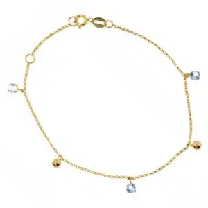 Pulseira em Ouro 18k com Bolas e Pedras Naturais 18cm PS20622
