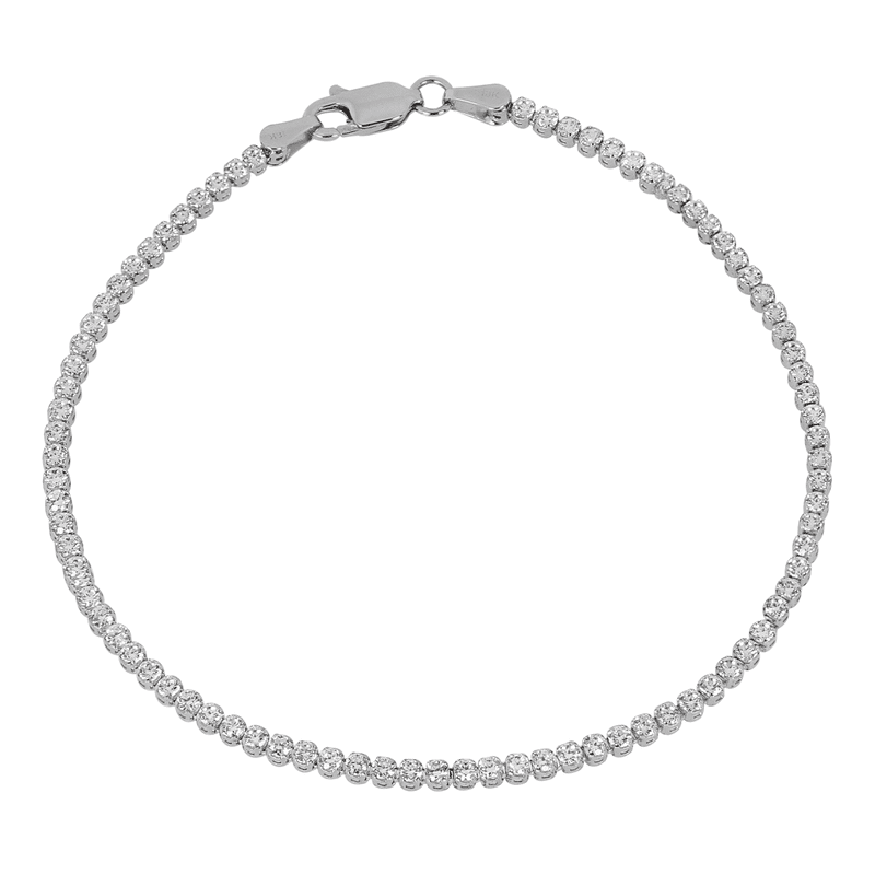 Como combinar relógio feminino com joias: pulseiras, anéis, braceletes e alianças no mesmo look 10 Pulseira em Ouro Branco 18K Rivieira 77 Pedras de Zirconia 18cm PS20778
