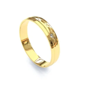 alianca de ouro amarelo Alianca em Ouro 18K Trabalhada com Diamante AS0810