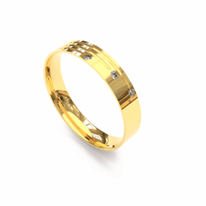 Alianca de Ouro 18K com 3 Diamantes AS0446