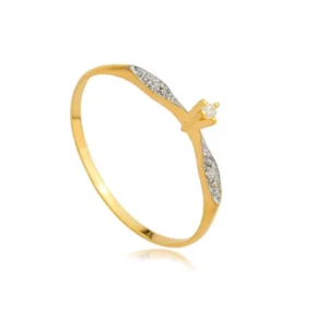 Anel Solitario de Ouro 18K Solitario com Zirconia AN20124