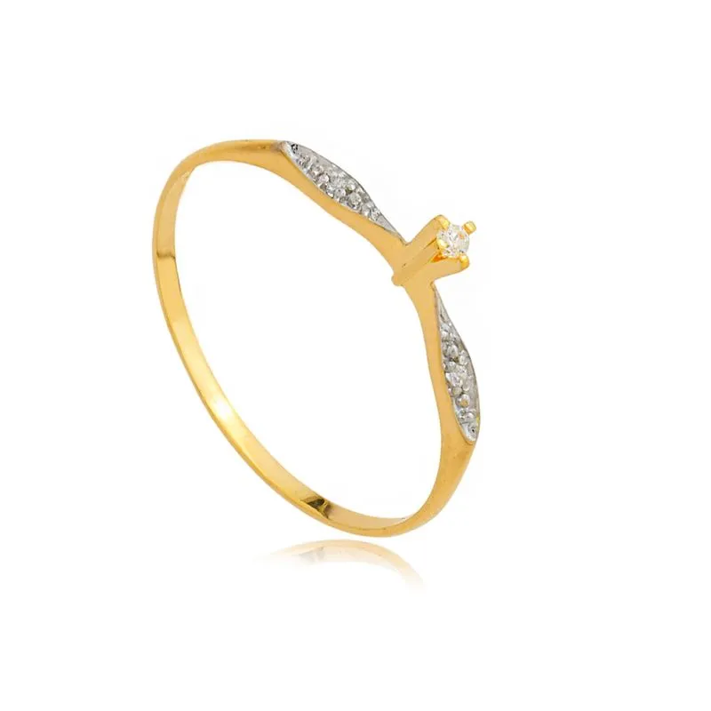Presentes para mãe da noiva: ideias elegantes e com significado 6 Anel Solitario de Ouro 18K Solitario com Zirconia AN20124