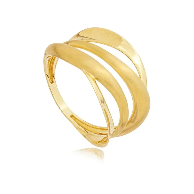 Presentes para mãe da noiva: ideias elegantes e com significado 2 Anel de Ouro 18K com Chapas Abauladas Acetinadas AN20402