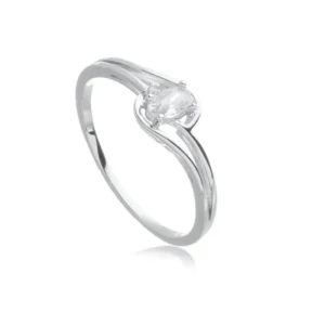 Anel de Prata Aro Vazado com Pedra Oval de Zirconia AN23210