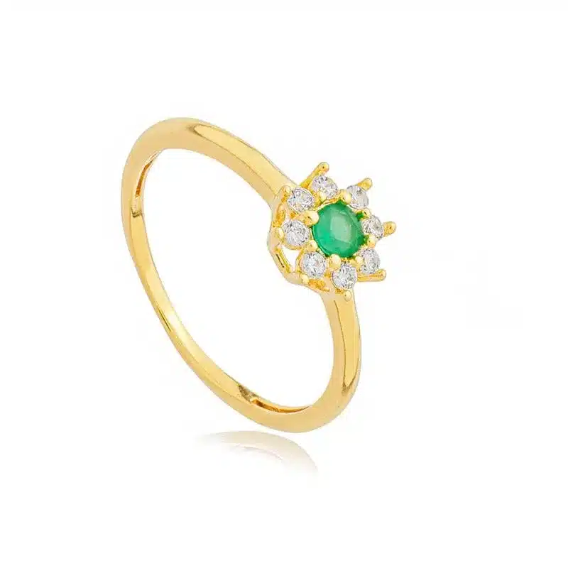 O Diabo Veste Prada 2: As Joias e Relógios que Estão Dominando a Moda em 2026 15 Anel de Prata com Banho Flor com Centro Verde e Zirconia AN23827