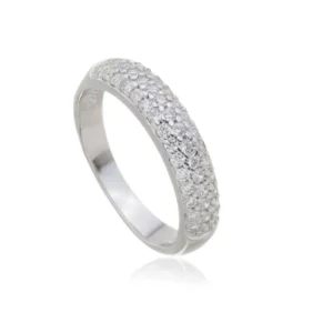 Anel em Prata Aparador Bananinha com 3 Fileiras em Zirconia Branca AN21770