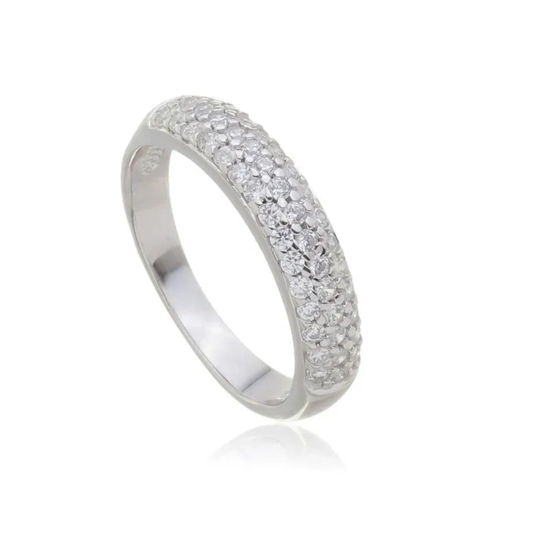 Guia de Presentes para Dia das Mães: joias, relógios e inspirações para surpreender quem você ama 32 Anel em Prata Aparador Bananinha com 3 Fileiras em Zirconia Branca AN21770