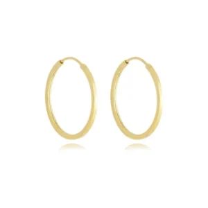 Brinco de Ouro 10K Argola Oca Redonda Fio Quadrado BR22488