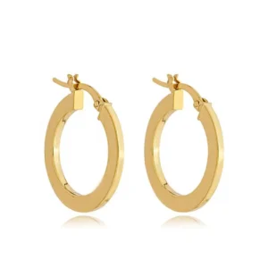 Brinco de Ouro 18K Argola Oca Redonda Fio Retangular BR19107