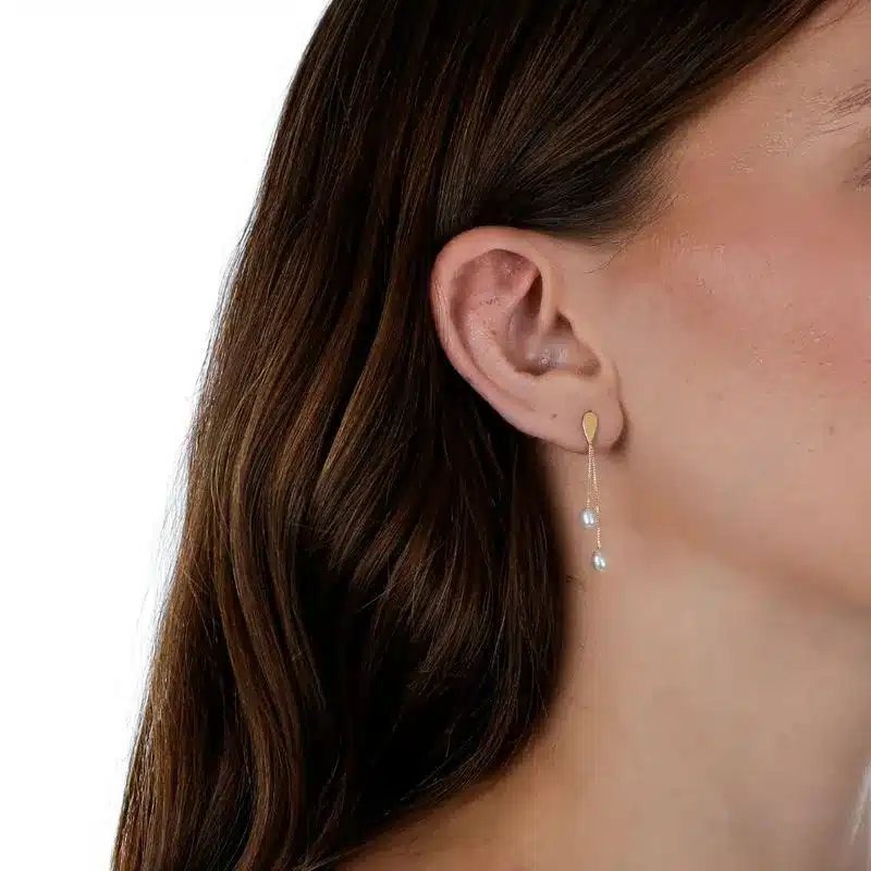 Presentes para mãe da noiva: ideias elegantes e com significado 13 Brinco de Ouro 18K Gota Lisa com Cascata de Veneziana e 2 Perolas Naturais BR20355 1