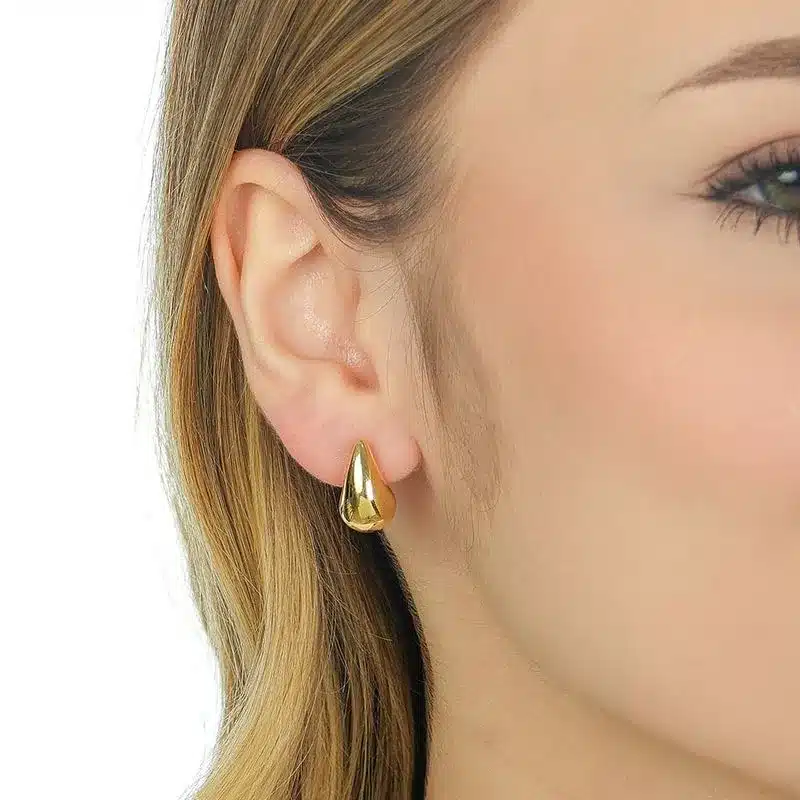 Presentes para mãe da noiva: ideias elegantes e com significado 16 Brinco de Ouro 18K Pino Gota Bojuda BR24899 1