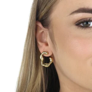 Brinco de Ouro 18K Pino Oval Organico BR24895 1