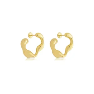 Brinco de Ouro 18K Pino Oval Organico BR24895