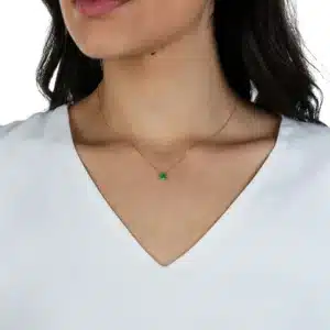 Gargantilha de Ouro 18K Malha Veneziana 45cm com Baguete Jade Verde Natural GG20335 1