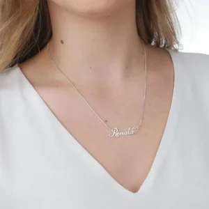 Gargantilha de Prata Nome Personalizado Malha Veneziana 45cm GG20709 1