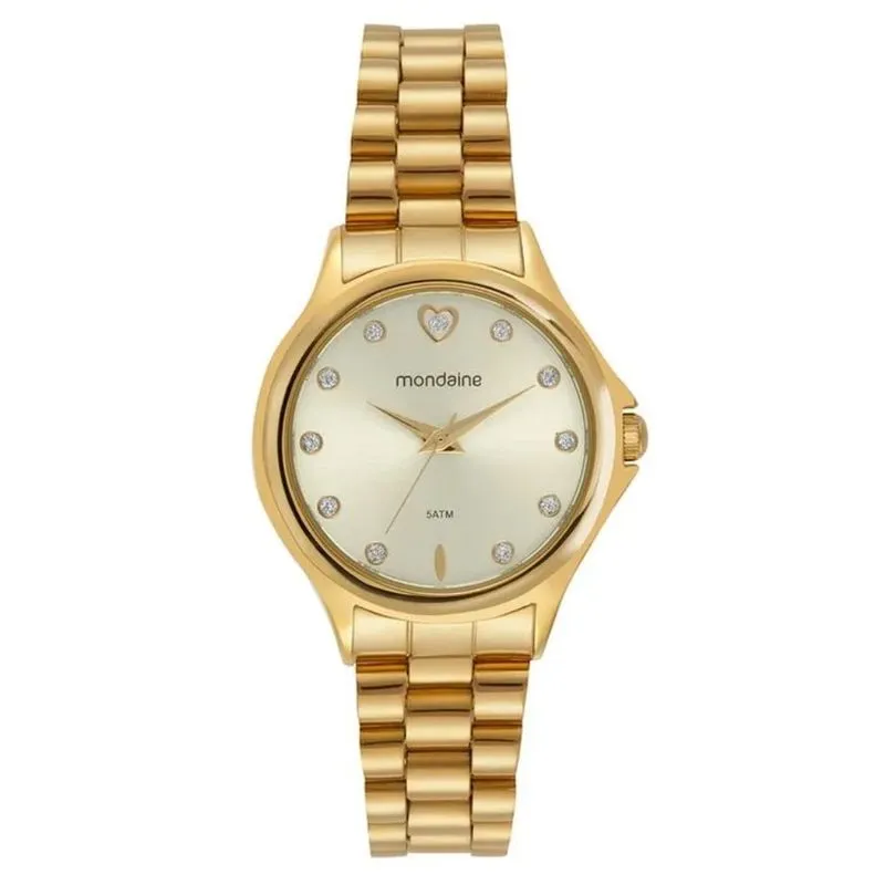 Guia de Presentes para Dia das Mães: joias, relógios e inspirações para surpreender quem você ama 45 Kit Relogio Feminino Cristais e Coracao Dourado Com Porta Joia Com Espelho