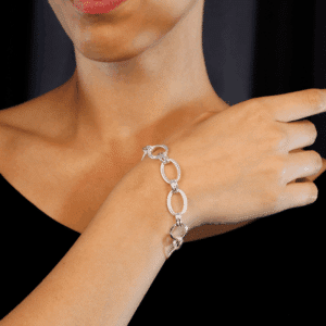 Pulseira em Prata com Elos Ovais Duplos PS20800 1