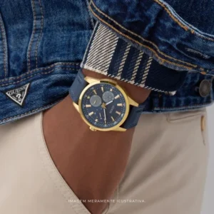 Relogio Masculino Guess Cronografo GW0964G2 Azul e Dourado 1