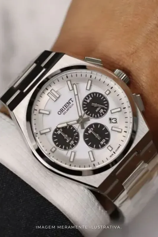 Relógio automático ou quartzo: qual vale mais a pena para você? 10 Relogio Masculino Orient Solartech Cronografo Panda MBSSC274 S1SX Branco e Preto 1 edited