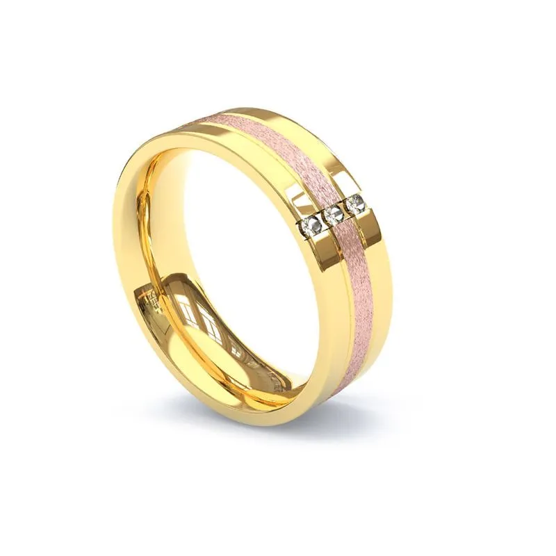 Qual é a Diferença de Ouro Amarelo, Branco e Rosé? 5 Alianca de Ouro 18K Reta com Filete Rose e Brilhante AS0357